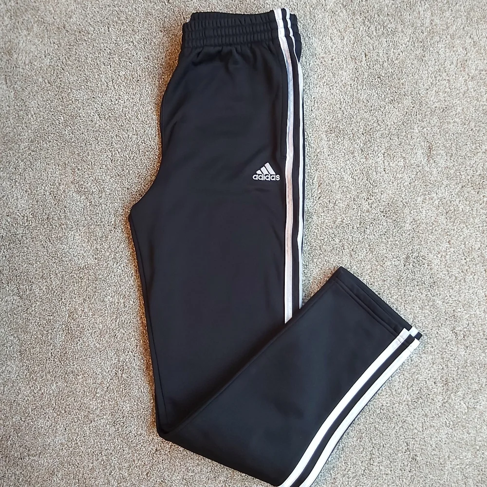 Adidas Boy's Black White Stripes Sweatpants - Picture 2 of 5